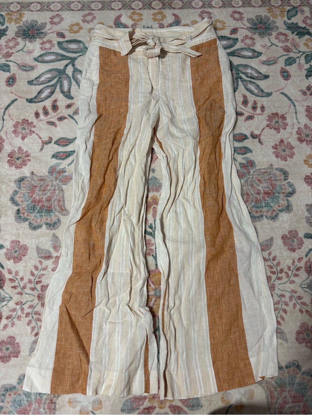 Anthropologie Ett:twa linen Striped Wide-Leg Tie-Waist Pants